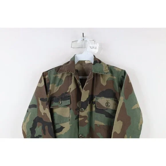 Vintage 60s 70s Streetwear Boys 8 Faded Camouflage Military Field